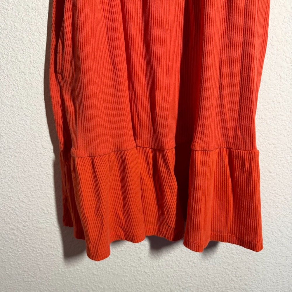 Old Navy Fit & Flare Dress Girls XL 14-16 Orange Ribbed Knit Casual Sleeveless - Picture 6 of 9